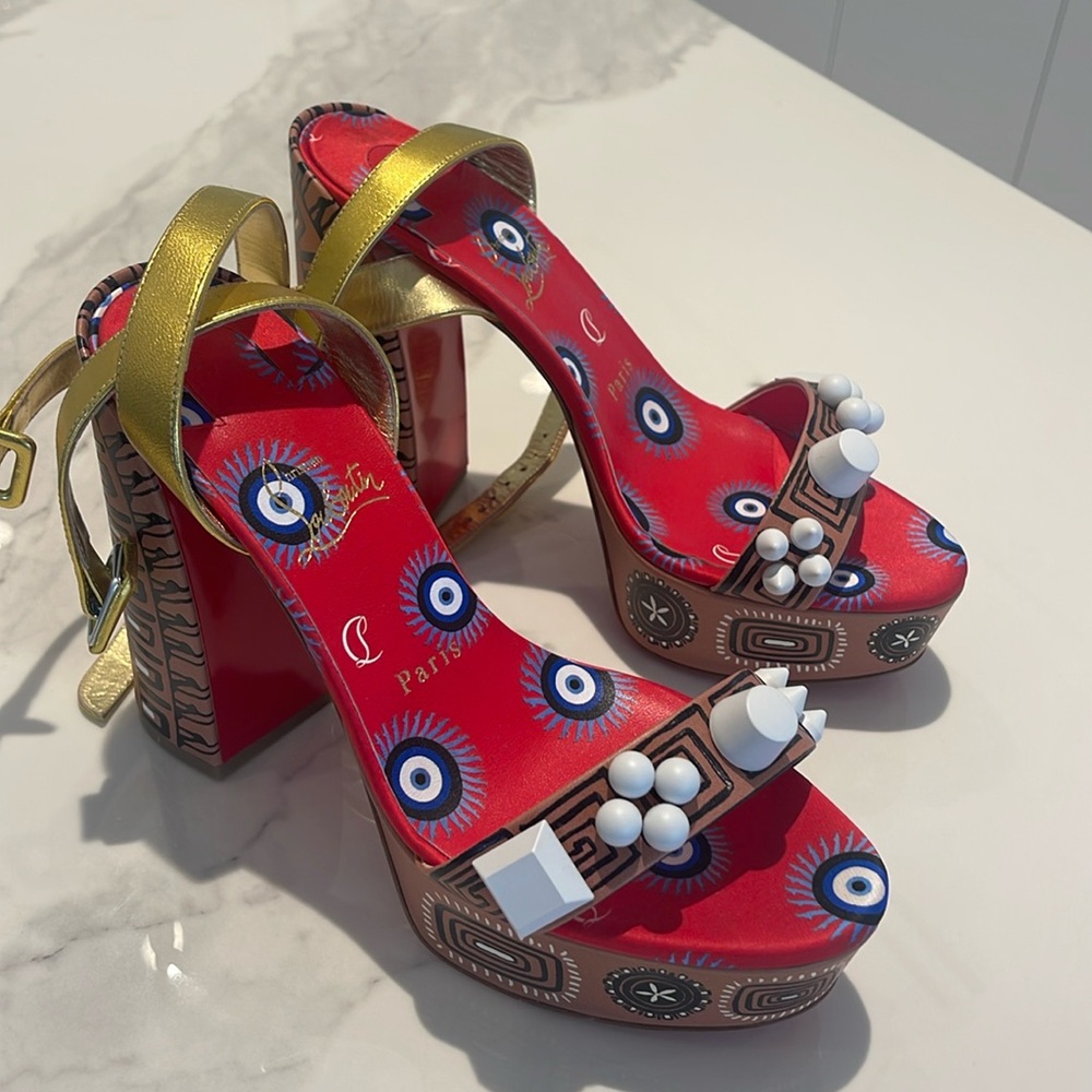 Christian Louboutin + Konstantin Kakanias Movida Athina Leather High Heel Sandel